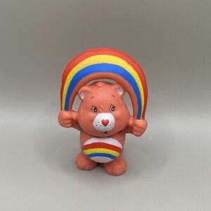 Vintage Care Bear Cheer Bear Mini Figure Skipping Jump Rope Rainbow  1983 A.G.C.